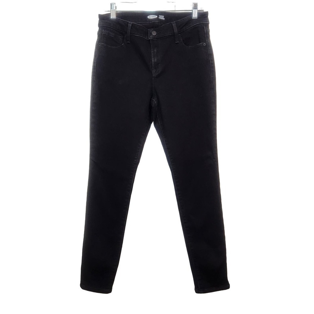 Old Navy Rockstar Super Skinny Jeans Black Denim Mid Rise Rustic Women's Size 6